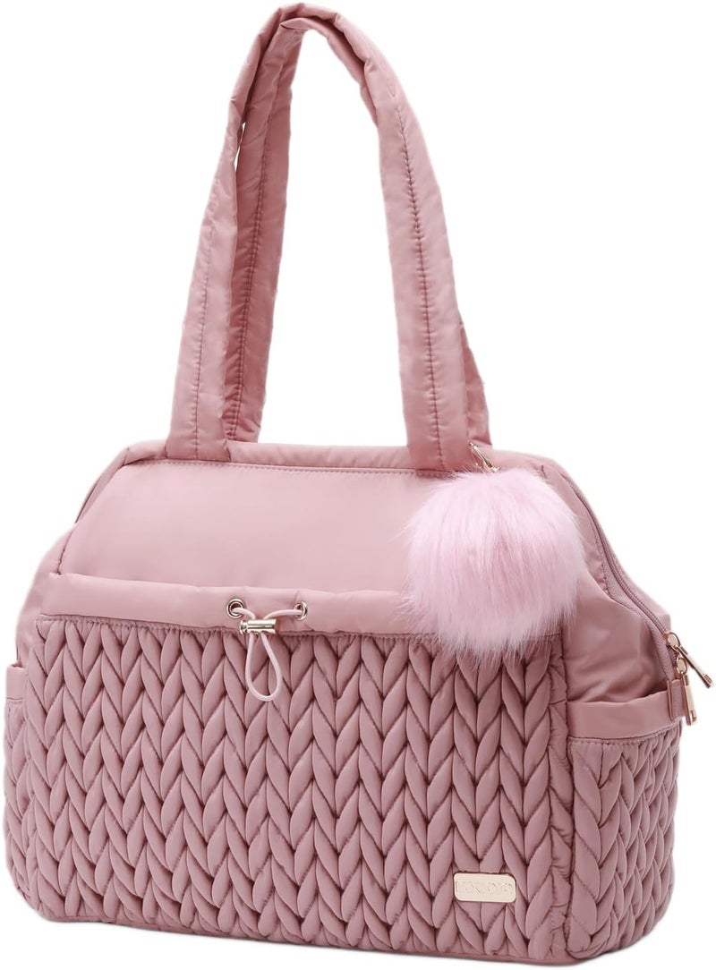 LUKJOJO Asha Diaper Bag Tote For Daily Use, Travel Shoulder Diaper Bag With Long Strap And Stroller Clips Hospital Bag For Labor Delivery,Practial Baby Bag For New Parents(Dusty Rose) - Image 1